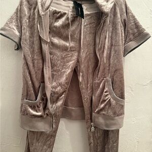 BCBGMaxAzria Plush Velvet Jogger Set in Beige